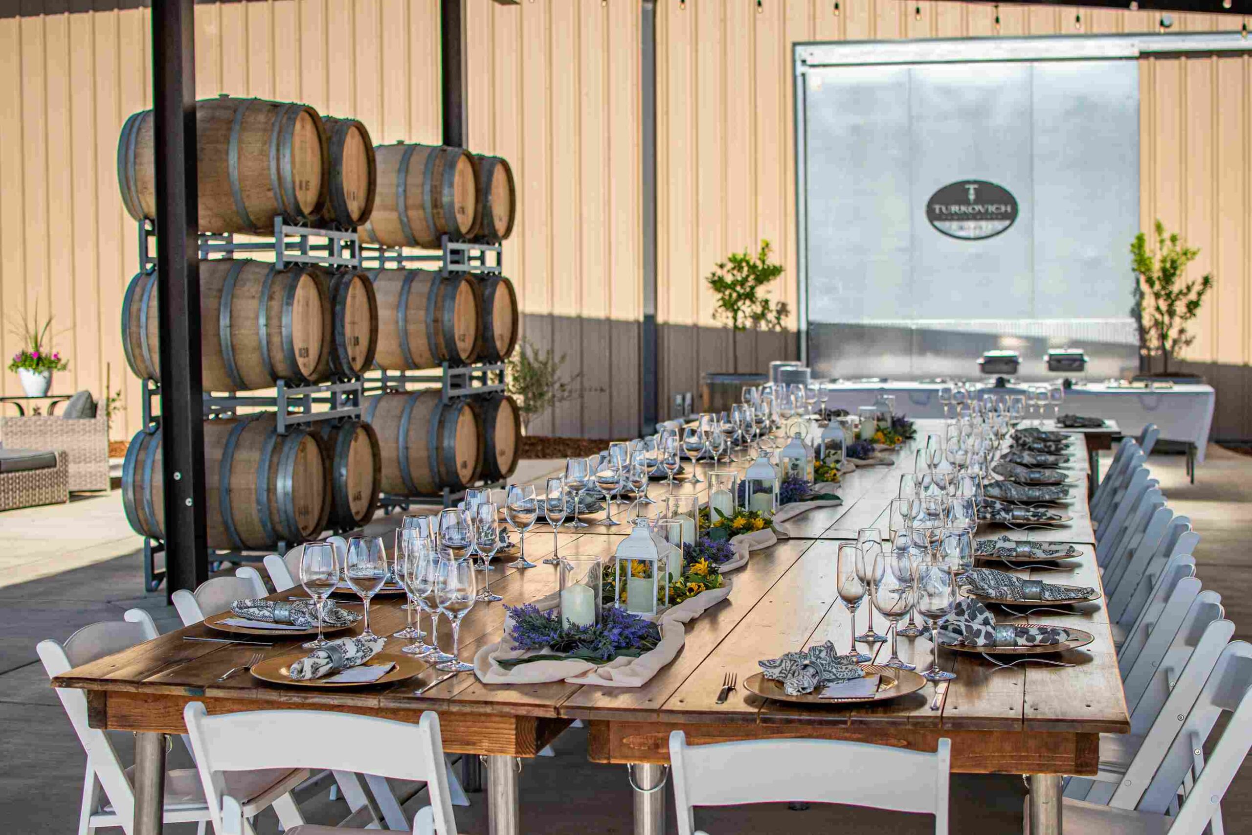 Private event with oak barrels at Turkovich Family